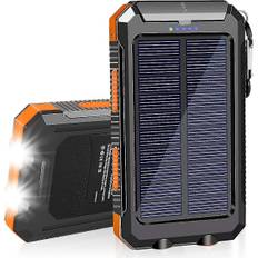 2025, Soloplader 20000mAh Solar Power Bank Vandtæt Bærbar Oplader med Dobbelt 5V USB-Port/LED
