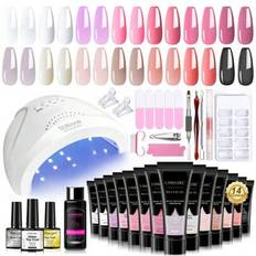 Komplett Polygel Nail Kit för nybörjare - Allt-i-ett Gel Extension Nail Kit, Professionell Nail Art Starter Kit, Set Manikyr Starter Kit Presenter för - Multifärgad