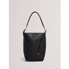 Ted Baker Ted Baker Black Wyynie - Elongated Woven Handle Leather Bucket Bag