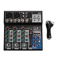 4-kanals Mixer, BT Trådlös Strömmande USB-mixer Ljudgränssnitt med LED-indikatorlampa, Guldpläterade XLR-ingångar