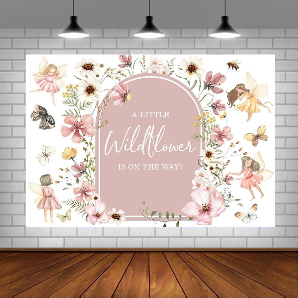 Pink blomster babyshower baggrund bue 1,5x1,3 m