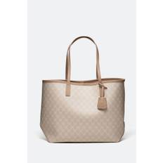 Ljusbeige mönstrad tote bag