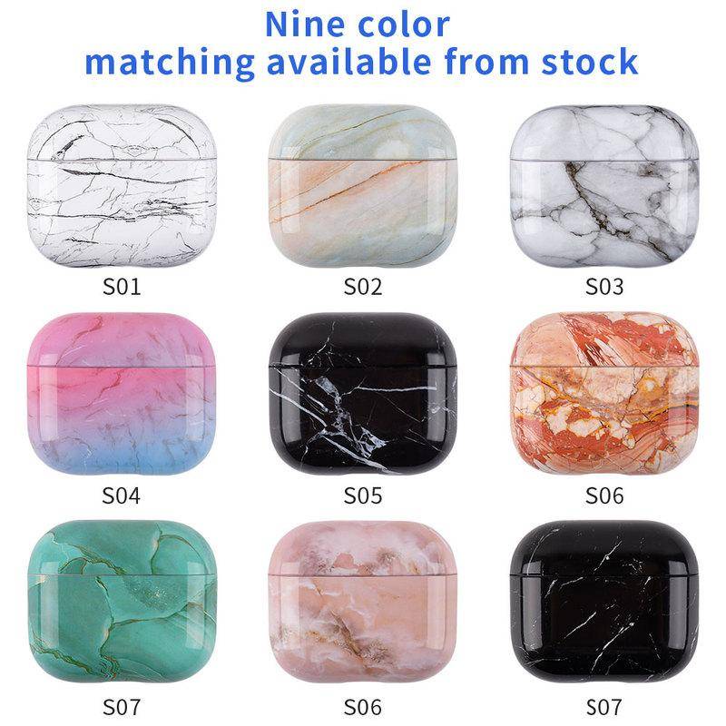 Marmor Mönster Fodral För Apple Airpods 4 4:e Generationen 2024 Hårt PC-skydd För AirPods Pro 3 2 1 Skyddande Fodral Fundas