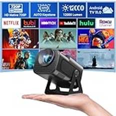 Bärbar miniprojektor XGODY Gimbal5-Mini Smart Android 11 HD-projektor stöder 1080P 4K WiFi6 BT hemmabio videoprojektor med 180° roterande stativ bil keystone för Android, iOS matt svart