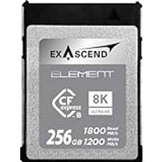 Exascend 256 GB element CFexpress kort typ B, hållbar läsning 1 800 MB/s, kompatibel med Canon, Nikon, Panasonic och andra kameror.