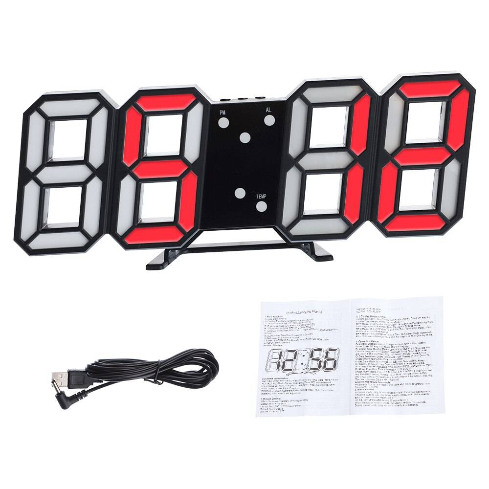 3d digital bordsklocka väggklocka ledde nattlampa datum tid celsius display larm usb snooze heminredning vardagsrum #9 - B8