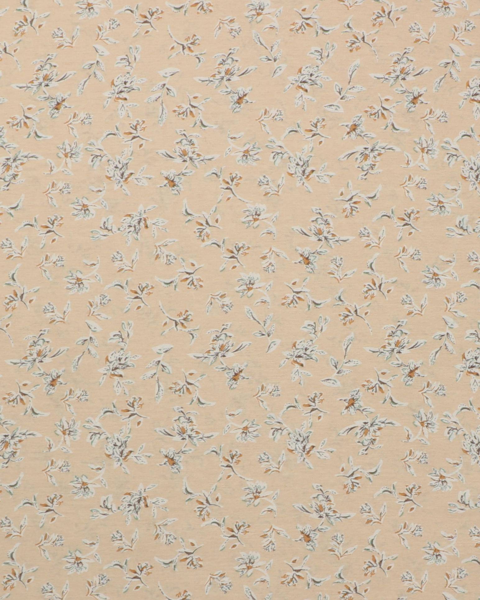 Cremefarvet med hvide blomster - Viskose/nylon - 10% Nylon, 90% Viskose