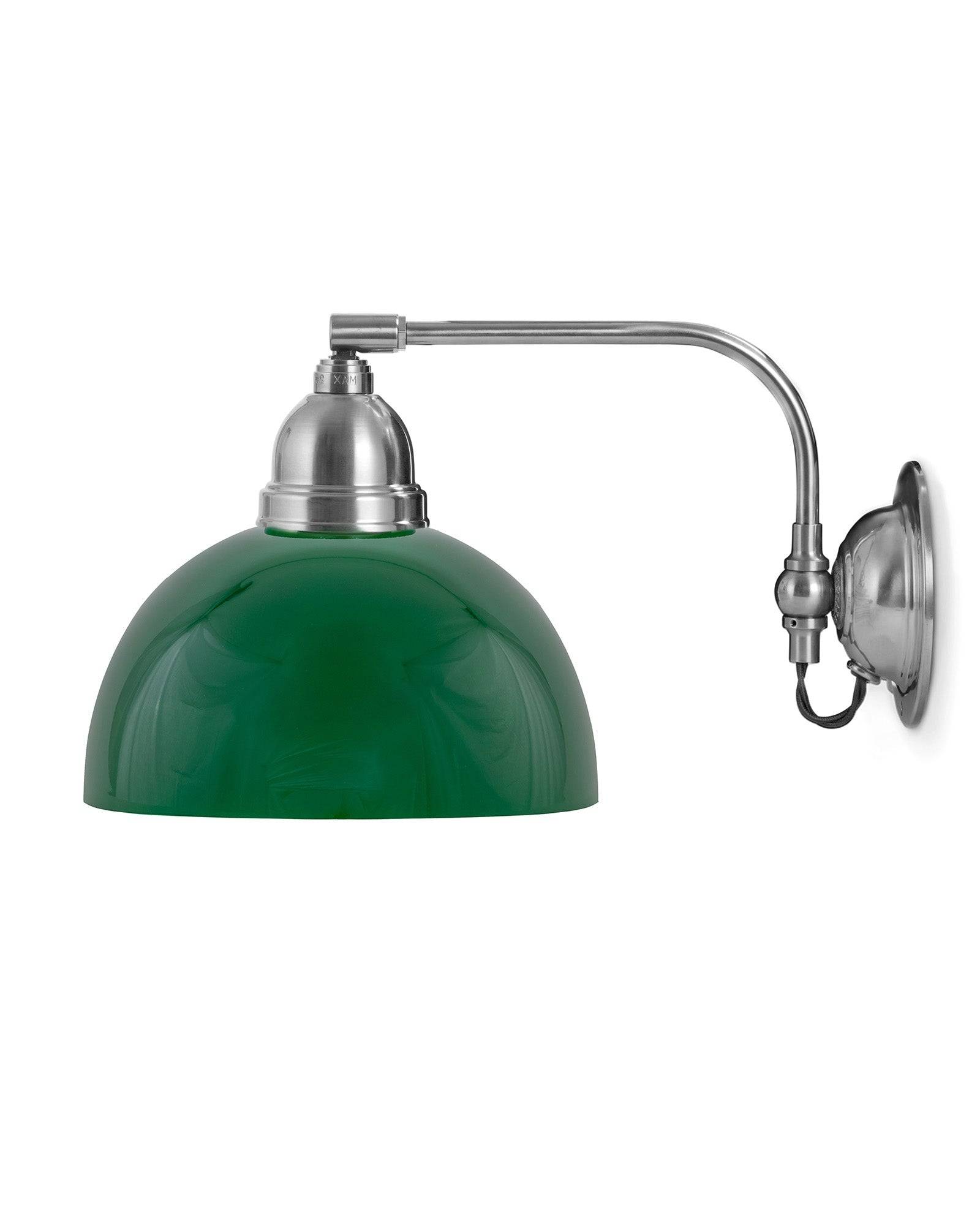 Vägglampa - Gripenberg nickel, grön halvsfär, brun