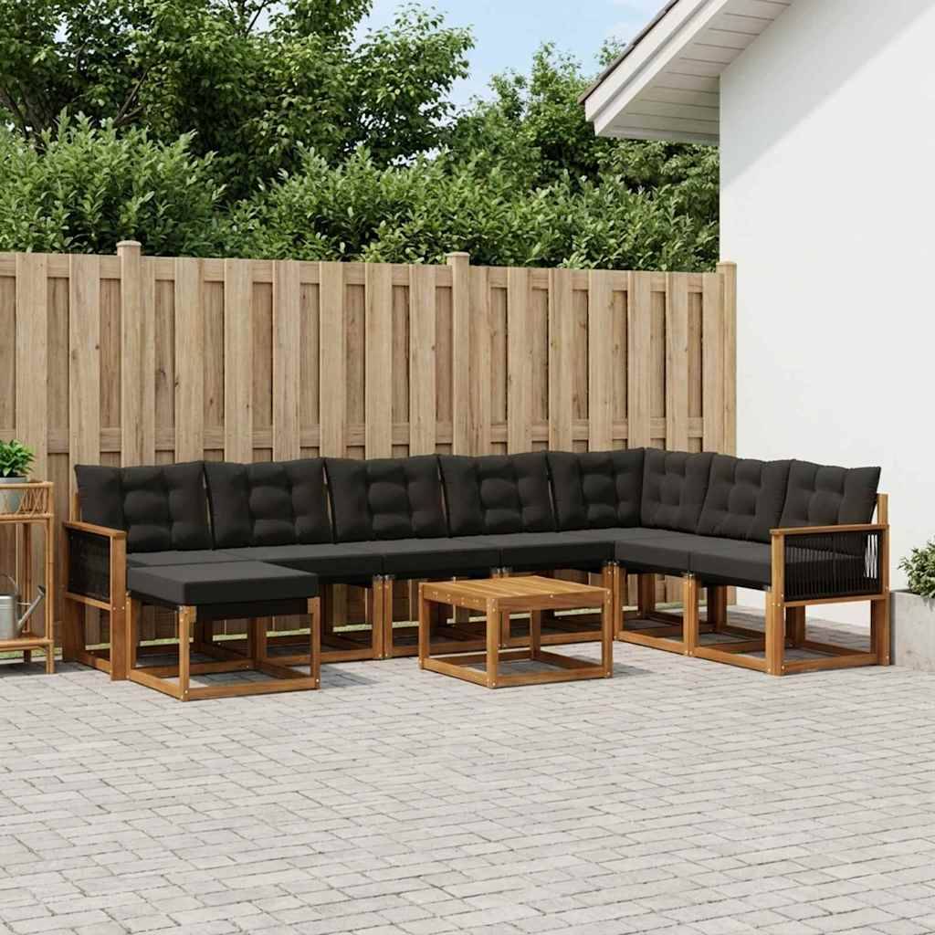 vidaXL Udendørs sofagruppe 9 stk. Naturfarvet og sort