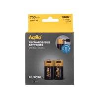 Aqiila Uppladdningsbart CR123A-batteri USB-C 2-pack