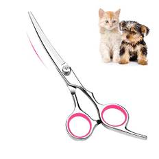 FIBOUND Husdjurssax, 15,2 cm husdjursöljning böjd sax, hundtrimningssax, böjd hundtrimningssax, husdjursskötssax, valpskötselkit, professionella husdjursverktyg för hemmet