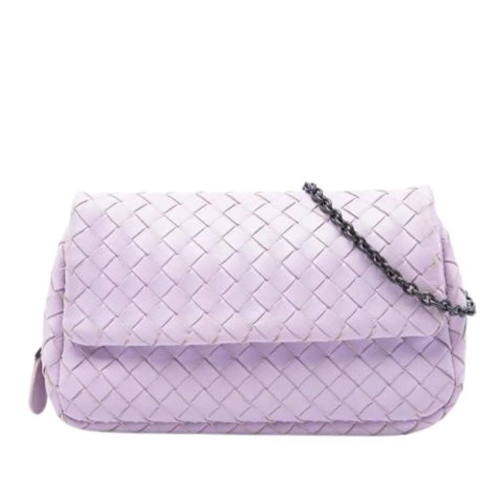 Bottega Veneta Vintage Pre-owned Woven Leather Crossbody Bag - Vintage - Dame - Lilla - ONE SIZE - Læder