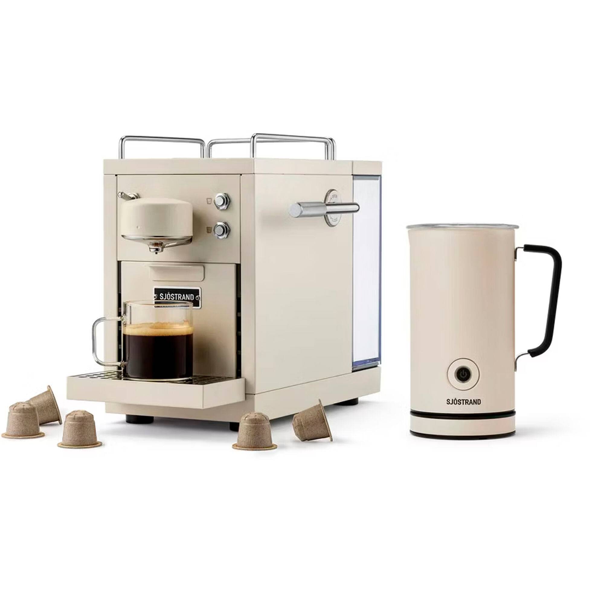 Sjöstrand coffee Sjöstrand The Original 2 Kapselmaskine, beige – inkl. mælkeskummer
