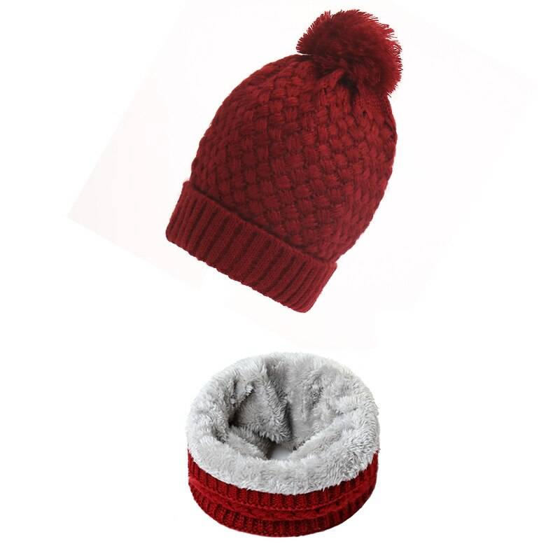 Vinterscarf unisex solid stickad uppsättning halsring halsdukar hatt snood mössa pälsmössa herr kashmir varm ullkrage halsdukar barn - Wj75- uppsättning 12