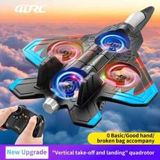 RC-flygplan 2,4 GHz radiostyrt, jaktflygplan i jetstil, med höjdhållning, LED-lampor, lätt att flyga, utomhusflygleksak för nybörjare - flerfärgad (1 batteri,2 batterier,3 batterier)