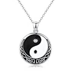 Yin Yang Necklace 925 Sterling Sliver Yin och Yang Pendant Yin Yang smycken gåvor för män kvinnor