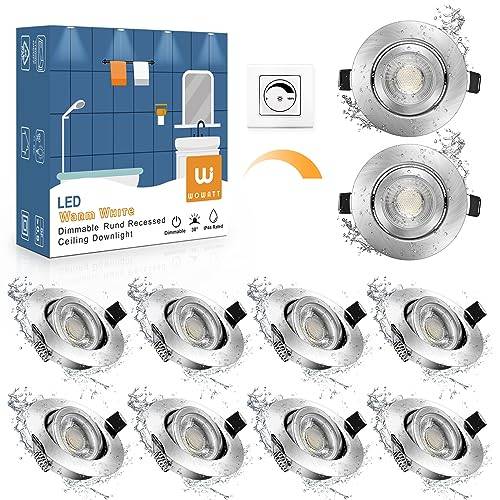 wowatt 10er LED Einbaustrahler 230V Dimmbar LED Spot Flach IP44 Warmweiß