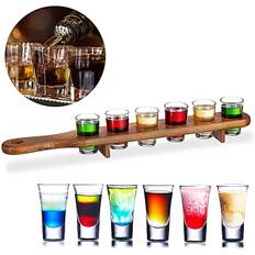 Shotholder i træ inkl 6x shotglas