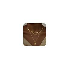VIROMY Halsband Silver Guld Kvinna 14K Äkta Guldpläterad Silverkedja Halsband Lager Hängsmycke Halsband Trend Guld Smycken Set Gåvor, 1, Mässing, Ingen ädelsten
