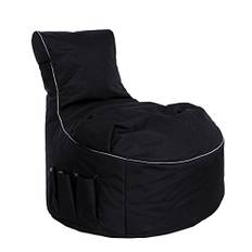 Gamewarez Cosmic Lightning 2.0 Sitzsack – Gaming-Sitzsack, Gamer Sessel mit Rückenlehne zum Zocken, Indoor und Outdoor geeignet, mit Seitentasche & Headset-Halter, Made in Germany, schwarz-grau