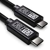 CABLETEX USB C till typ-C 3.2 Gen 2 100 W Power Delivery 10 Gbit/s bildskärmskabel för Thunderbolt 3-skärmar, laddning, video- och ljudöverföring svart 2 m