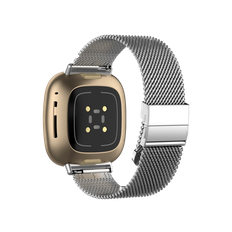 Fitbit Versa 3/4, Sense 1/2 Mesh Rem i sølv