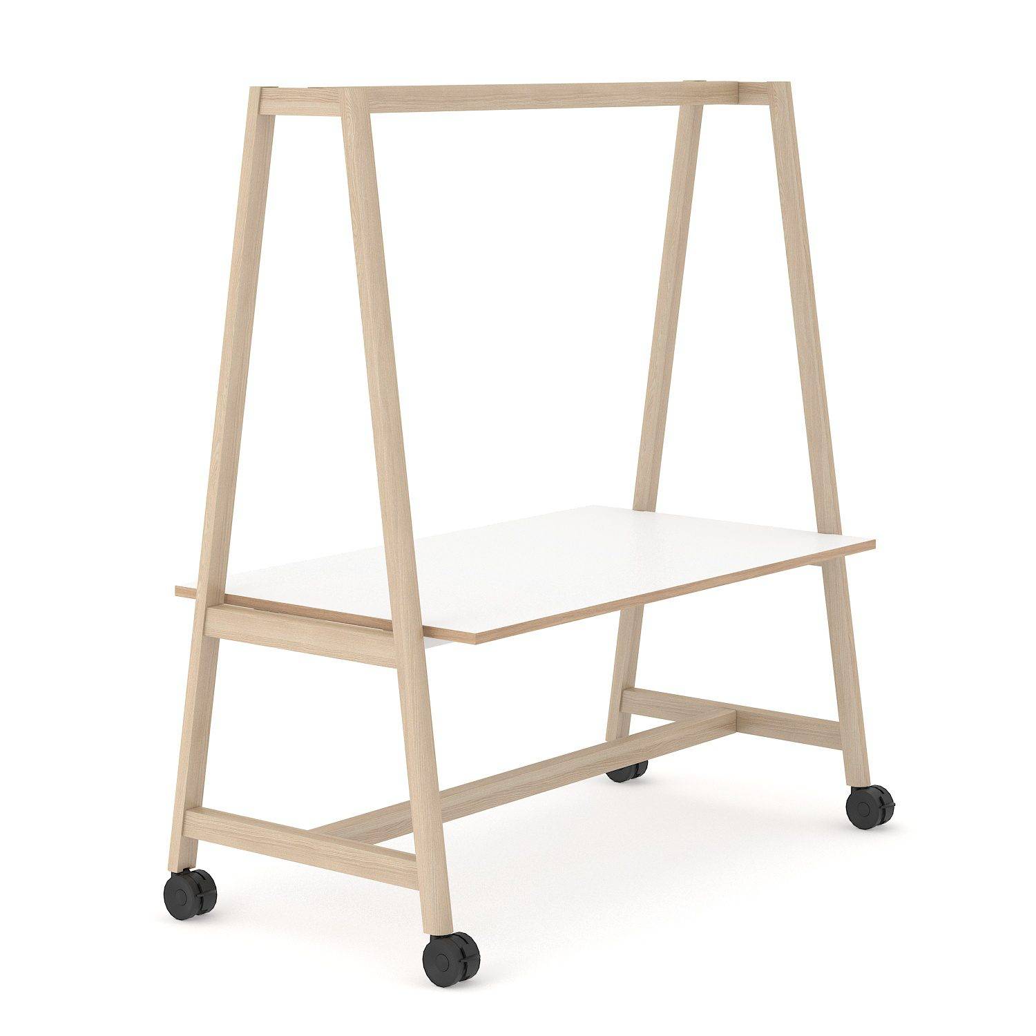 Nova Wood Multipurpose, massivt asketræ med hjul - 152,3 x 90 cm Eg Melamin Sort Sortbejdset Ask.