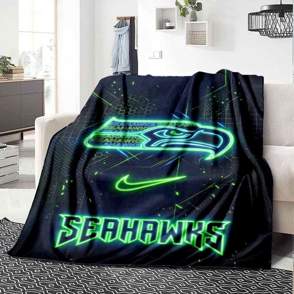 Seattle Seahawks Tryck Flanellfilt Högkvalitativ Varm Bekväm Filt för Alla Årstider Perfekt för Gåvor Heminredning