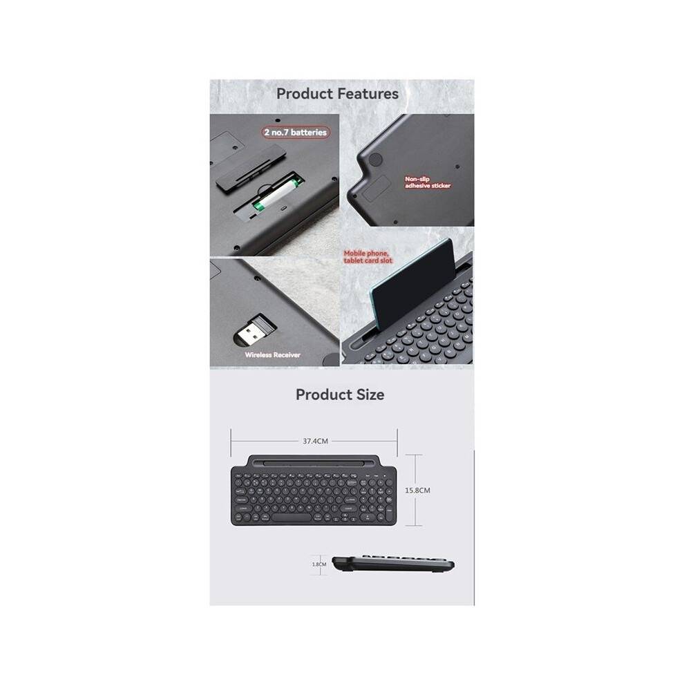 2.4G Wireless Keyboard with Tablet/Phone Holder Portable Touchpad Keyboard for Tablet PC Gaming Accessories B