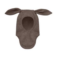 Huttelihut Ribbad Ullbalaklava Med Öron Brown Melange  Brown Melange 74/80 cm  Brun  74/80 cm  Unisex