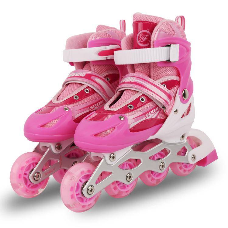 PU Rullskridskor Vuxen Full Flash Inline Rullskridskor Män och Kvinnor Leverans Remskiva Barn Rullskridskor L (size 38-41) rosa