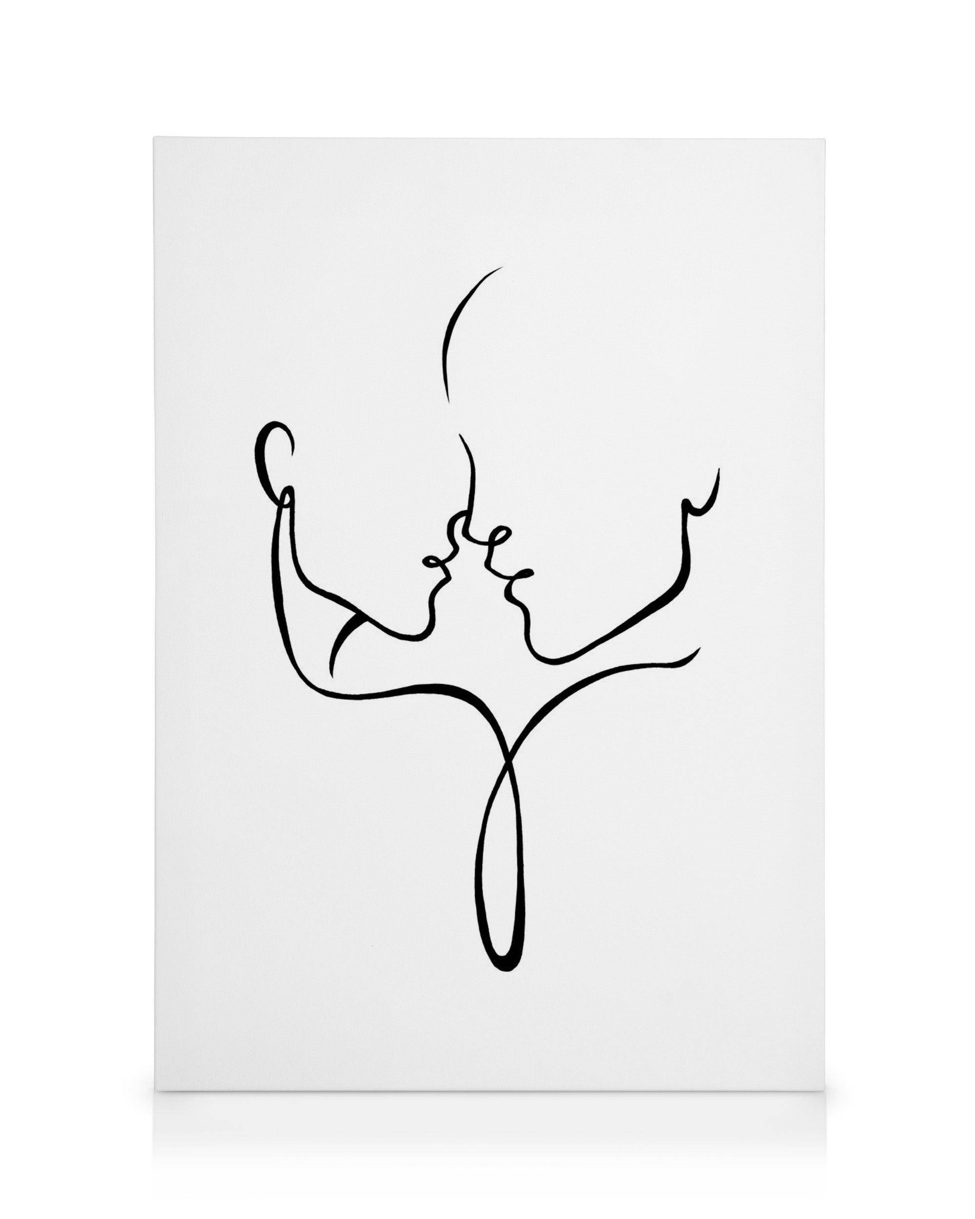 Canvastavlor Almost Kiss Canvastavla (30x40 cm - Svart ram)