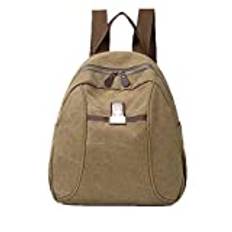 Utomhus kanvas för kvinnor retro resor vandring ryggsäck dator laptop väskor skola högskola dagryggsäckar, Khaki, 27*13*32, Skolryggsäck