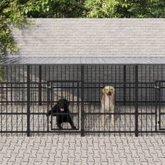 udendørs hundegård med tag 15,02 m² stål
