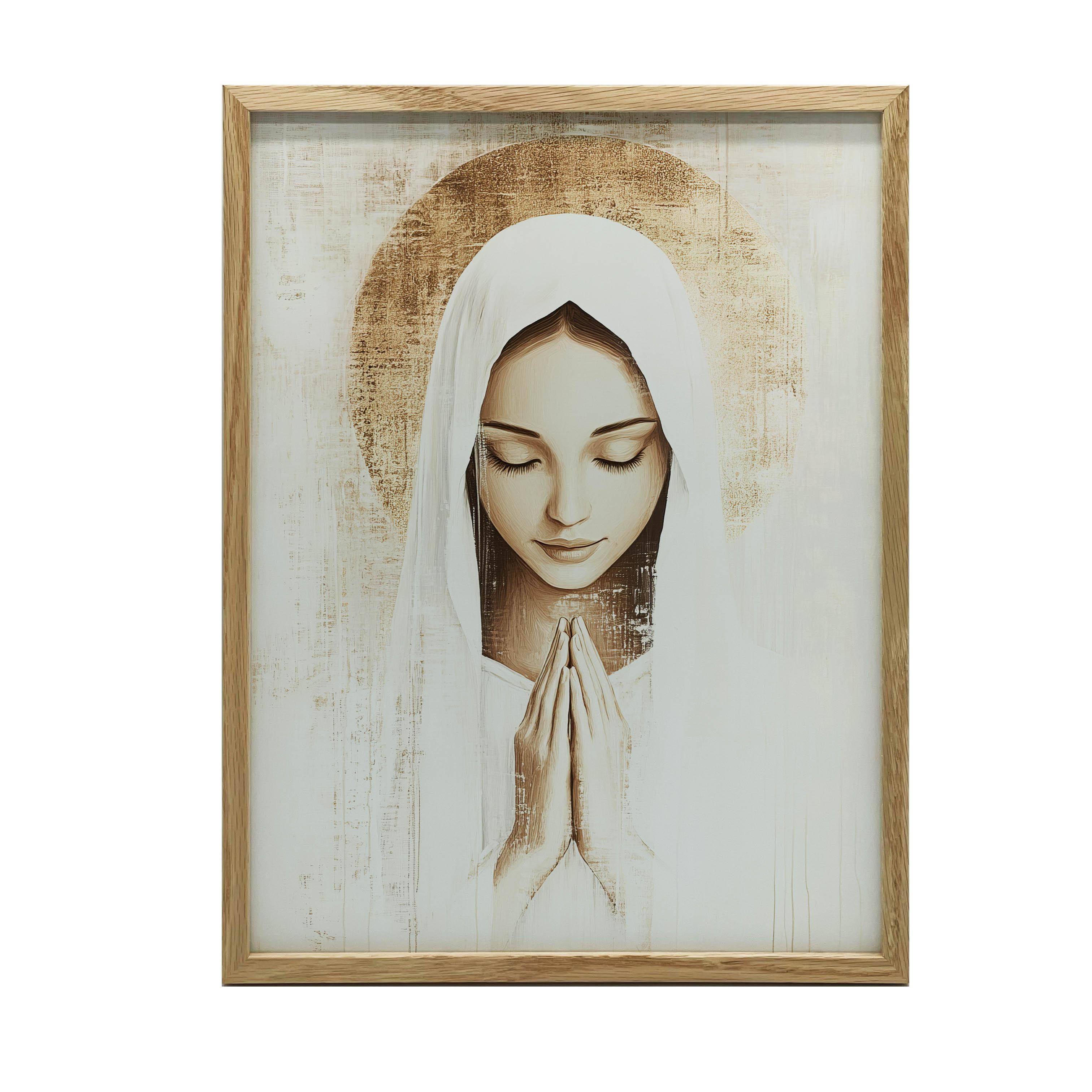 Maria i Tystnadens Bön Maria och Tystnadens Bön, 50x70 Cm, Guld Aluminiumram, Matt Papper 230 Gsm 54