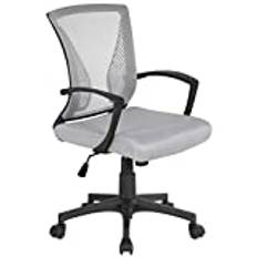 Yaheetech Kontorsstol ergonomisk skrivbordsstol snurrstol chefsfåtölj kontor snurrstol sportstol mesh stol höjdjusterbar grå