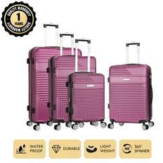Premium Brand French Design Oxford Nylon 4 Piece Luggage Set - 20&#34;+26&#34;+28&#34;+32&#34;, Expandable, Large Capacity, Quiet Wheels, TSA Lock, Waterproof & Durab - Purple
