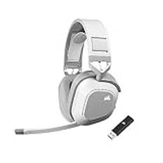 CORSAIR HS80 MAX WIRELESS Gamingheadset för Flera Plattformar med Bluetooth – Dolby Atmos – Mikrofon i Sändningskvalitet – iCUE-Kompatibelt – PC, Mac, PS5, PS4, Mobil – Vit