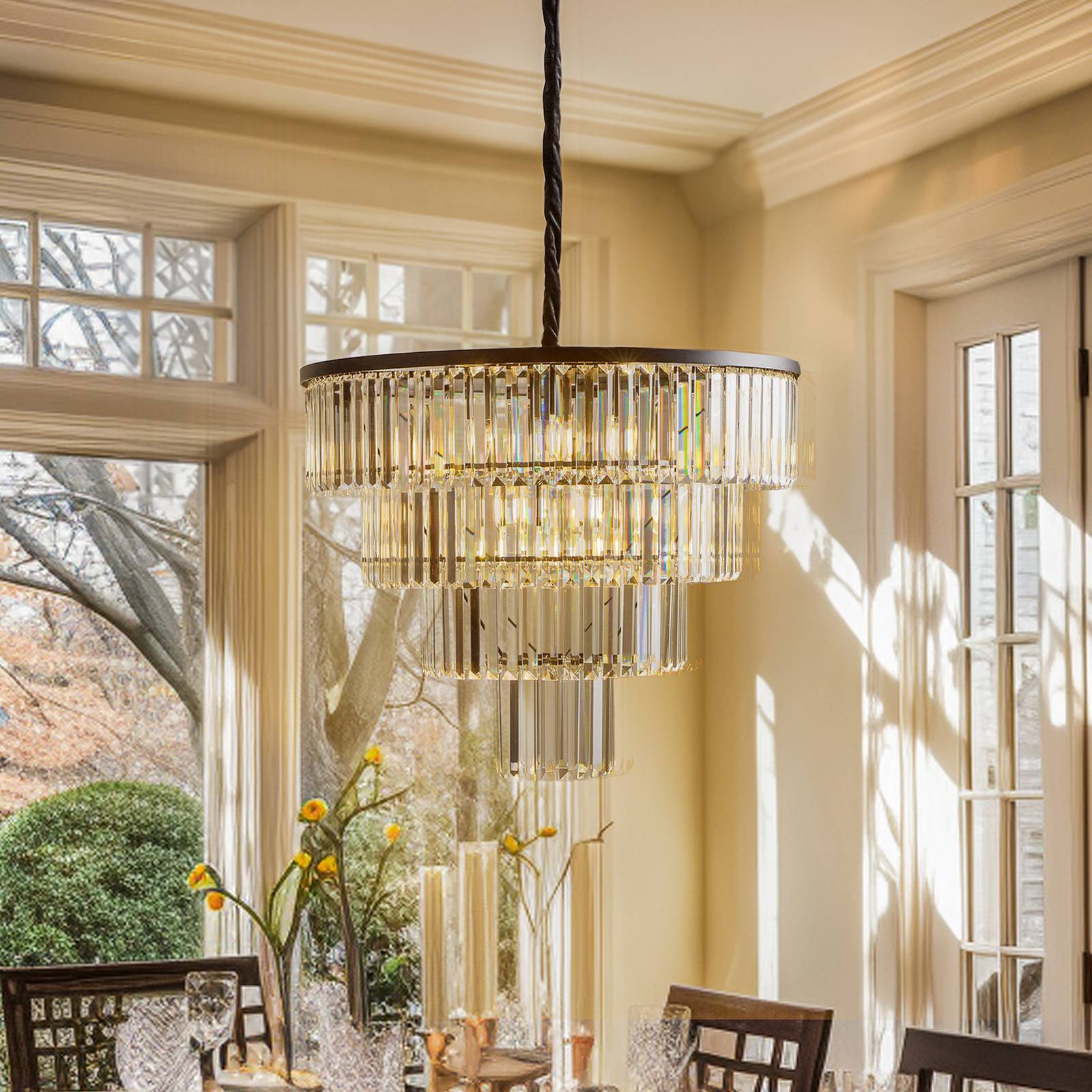 Kristall pendellampa Cristal Nowodvorski Lighting, dimbar, Genomskinlig / transpare, Vardagsrum / matsal, Glas, Pendellampa