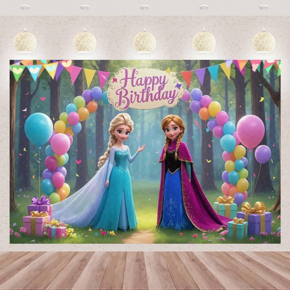 (120x90cm) Disney Frozen Elsa Anna Princess Theme Backdrop Frozen Happy Birthday Party Decoration Baby Shower Supplies Photo Prop Girl Gift