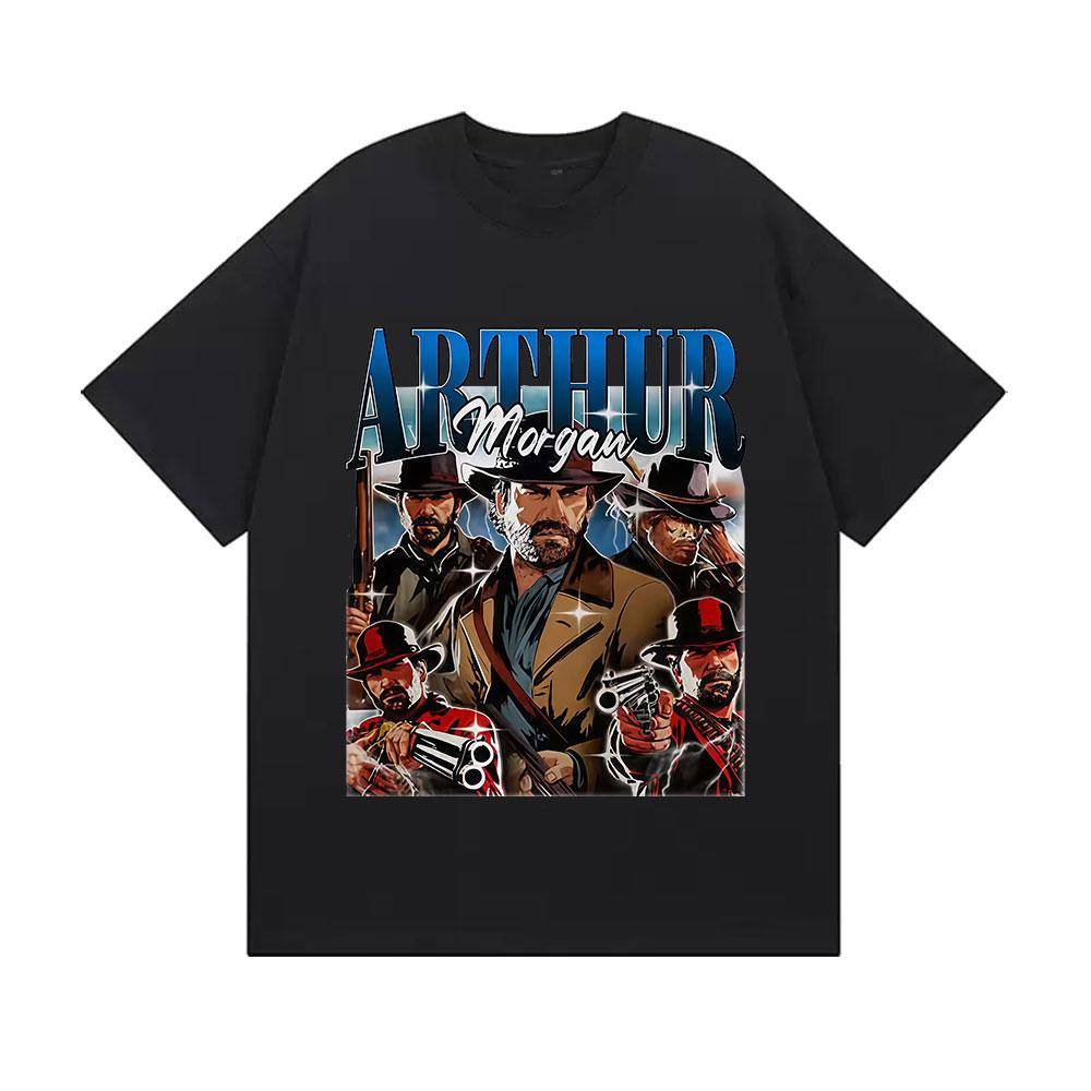 Begränsad Arthur Morga Red Dead Redemption 2 Grafisk T-shirt Herr Dam Unisex Mode Bomull Kortärmad T-shirts Y2k Streetwear cm black