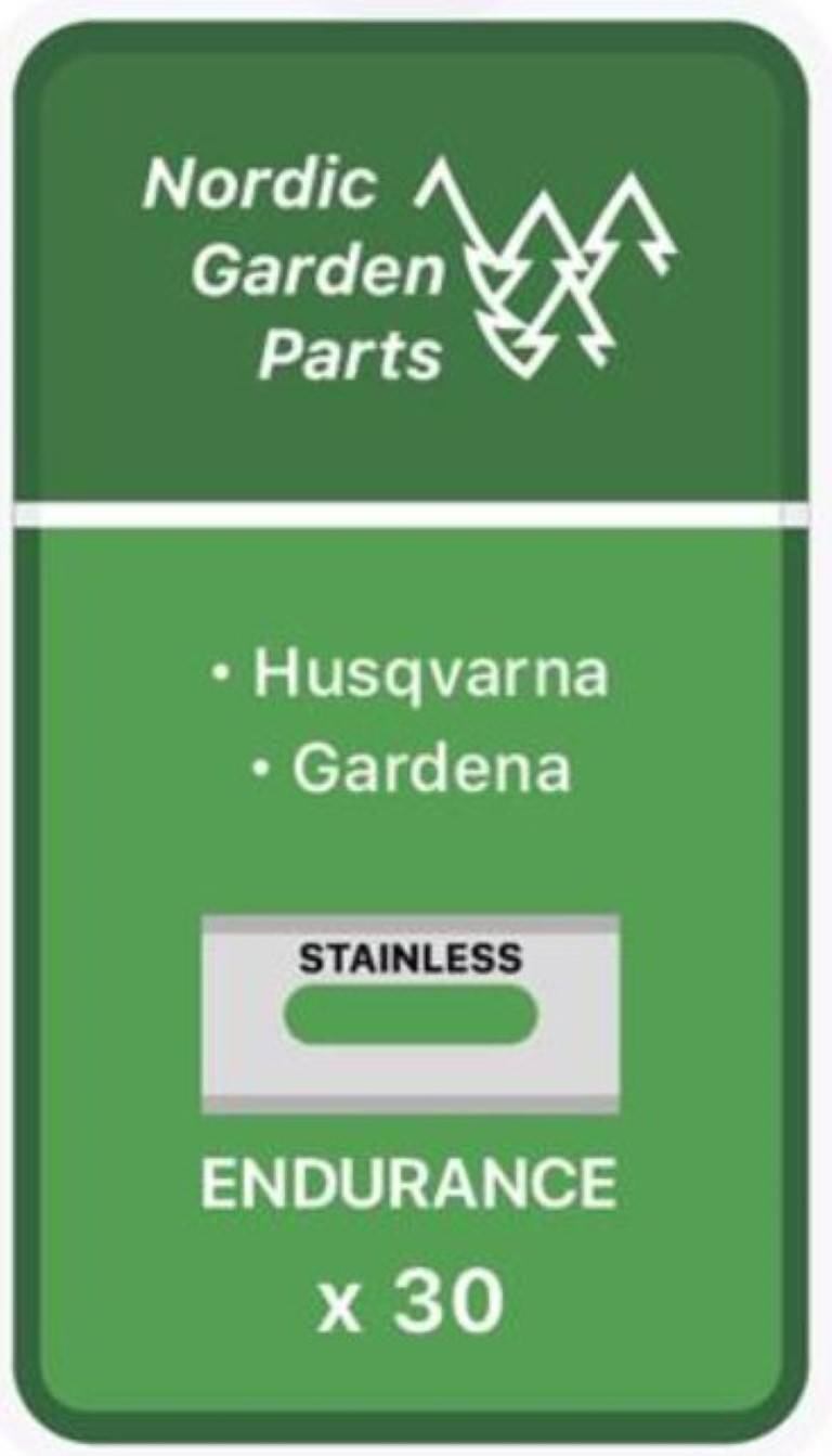 30 x Endurance Knive til Gardena Robotplæneklipper Rustfrit Stål 0,75mm 595 08 44-01 (61-065) inkl. skruer
