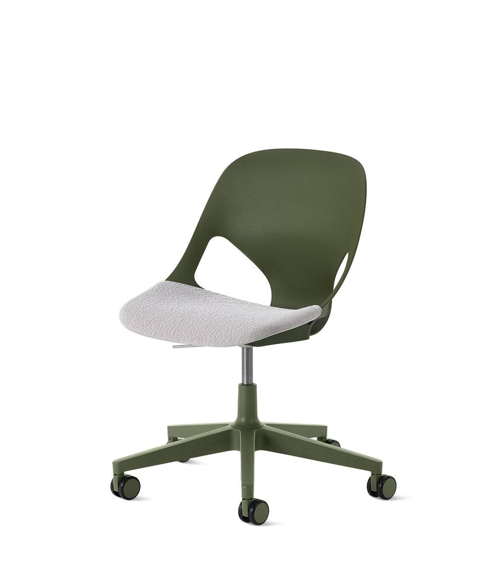 Zeph-stoel zonder armleuningenOlive in Zitkussen/Alpine by Herman Miller