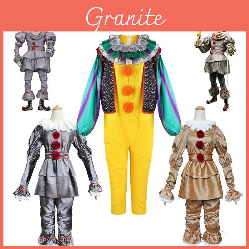 Autentisk Pennywise Cosplay-dräkt för barn Stephen Kings It-clowndräkt för Halloweenfest cm silver