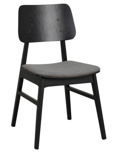 Nagano 2 x Spisebordsstole i egetræ, finér og polyester H85 cm - Sort/Mørkgrå