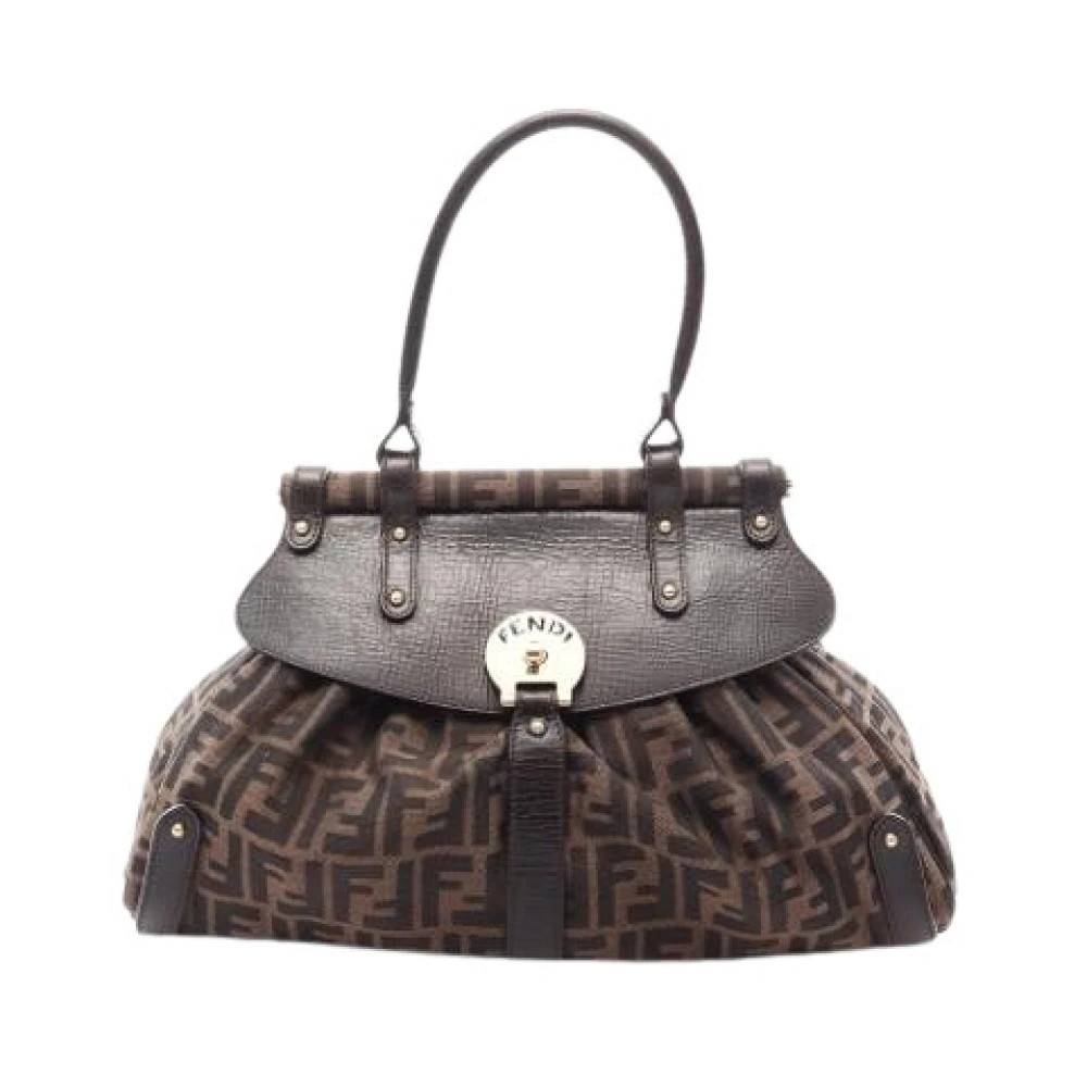 Fendi Vintage Pre-owned Vintage Canvas Håndtaske - Vintage - Dame - Brun - ONE SIZE - Læder