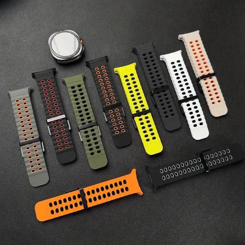 Originalarmband för Samsung Galaxy Watch Ultra 47mm Tillbehör Marine Sport silikonarmband correa Galaxy Watch 7 ultra Armband black