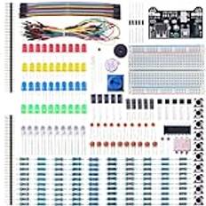 ELEGOO Elektronic Fun Kit Breadboard kabel motstånd kondensator LED potentiometer för elektronikinlärningssats, kompatibel med Arduino IDE, UNO R3, MEGA, etc