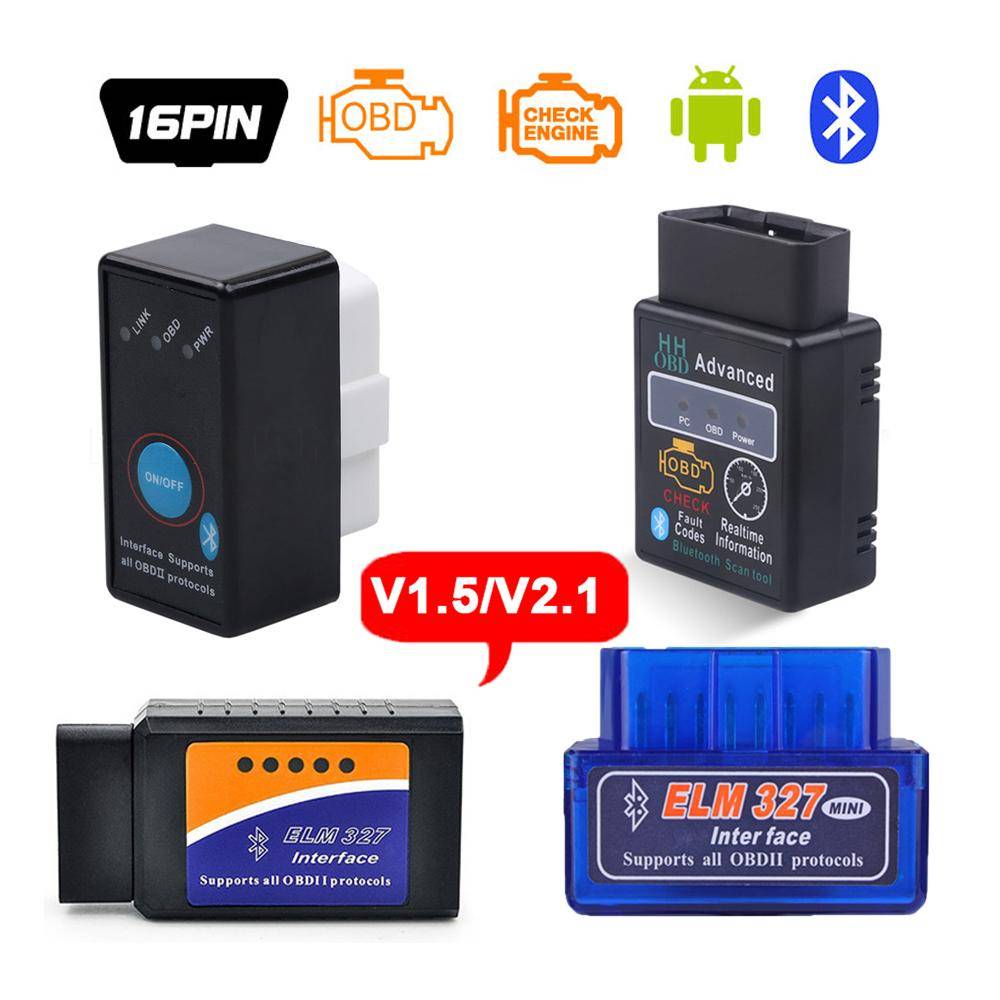 Elm327 Bluetooth OBD2 V1.5 Elm 327 V 1.5 V2.1 OBD 2 Bil Diagnostikverktyg Skanner Mini Elm-327 OBDII Adapter Auto Diagnostikverktyg black