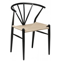 DELTA Spisebordsstol i metal og flet H78 cm - Sort/Natur